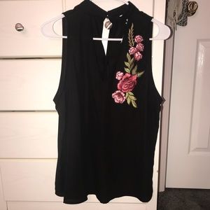Black blouse with embroidered roses 🌹